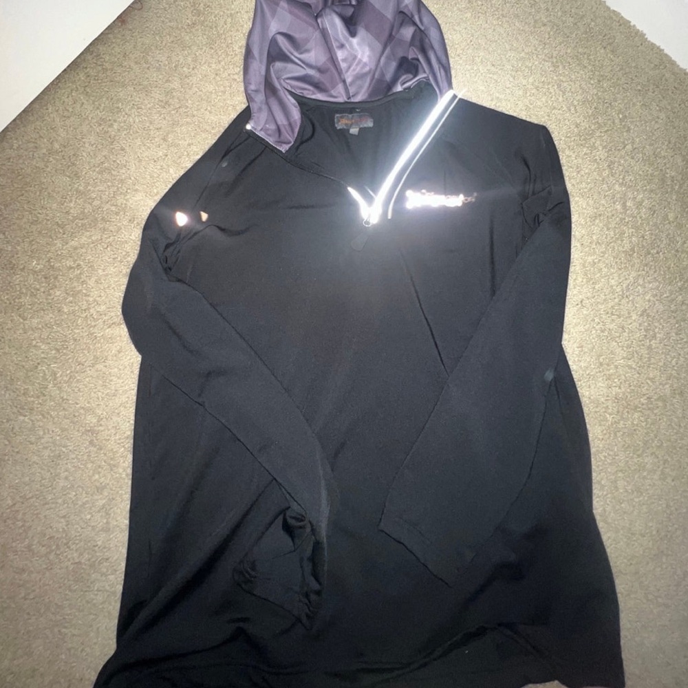Black OTF pullover jacket with hood